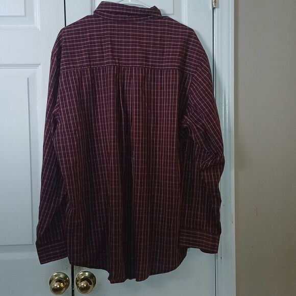 Wrangler Rugger wear burgundy & black plaid long sleeve button down shirt Sz XL - Picture 5 of 8